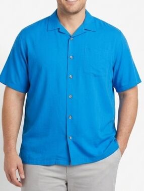 Kenneth Cole Blue Casual Button Down Shirt Short Sleeves